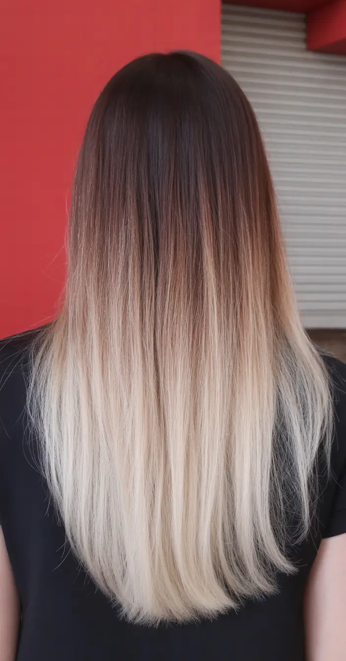 vibrant spring ombre hair color 2026 + Classic Brunette To Platinum Fade With Clean Lines