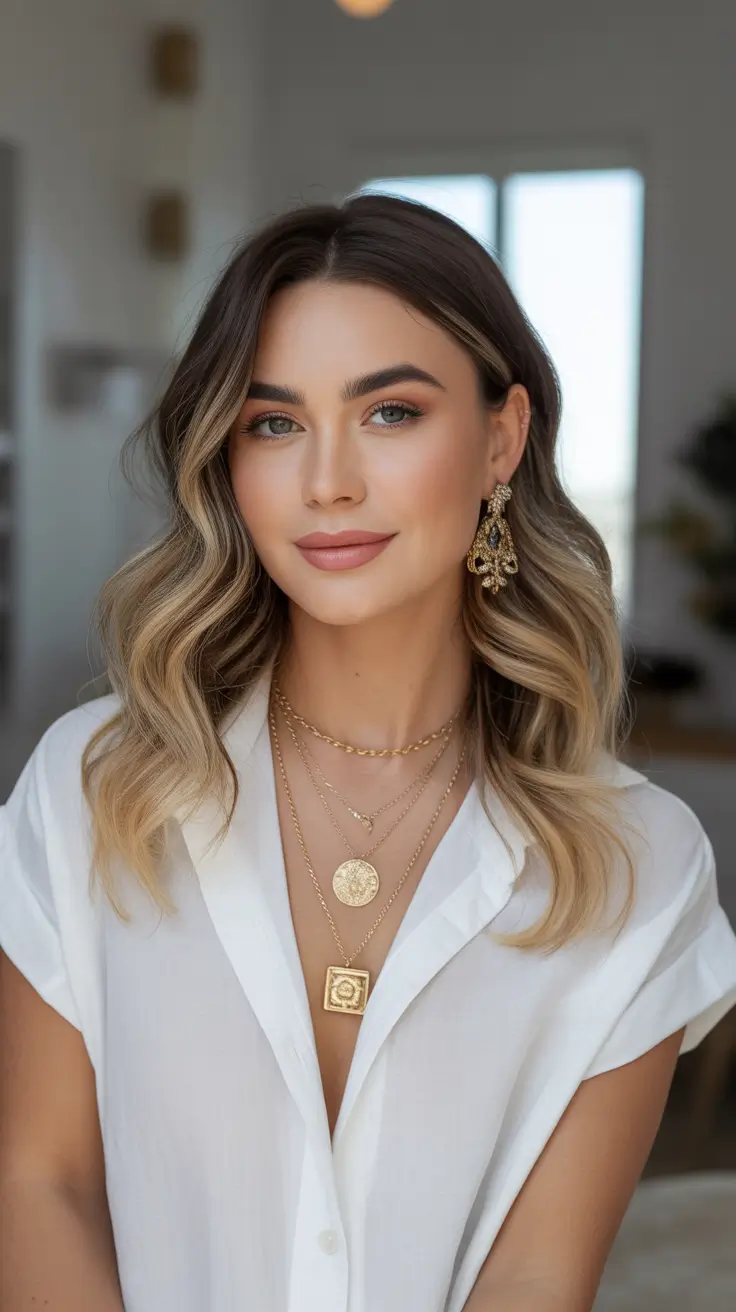 vibrant spring ombre hair color 2026 + Soft Brunette To Beige Blonde Ombre For A Wavy Lob
