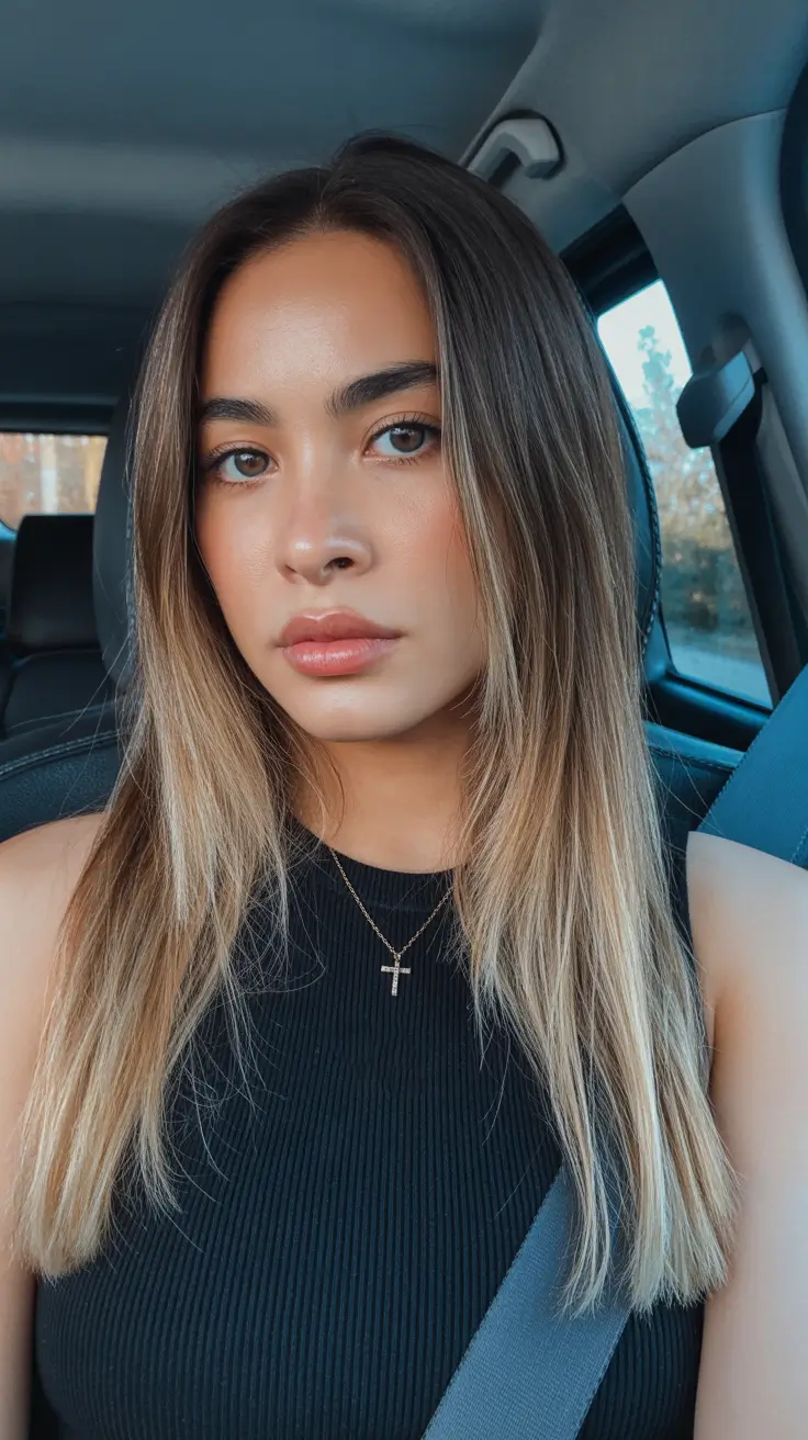 vibrant spring ombre hair color 2026 + Sleek Straight Ombre With Bright Face-Framing Pieces