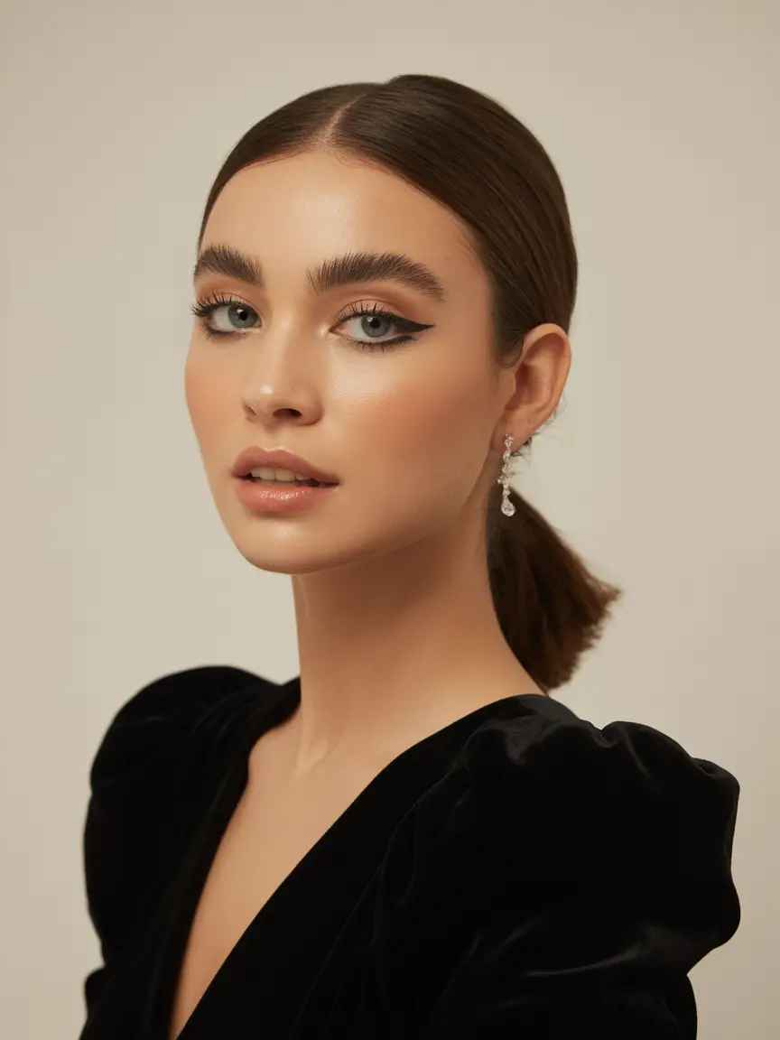 chic spring straight hairstyles for 2026 + Sleek Low Pony With Sculpted Glam Energy