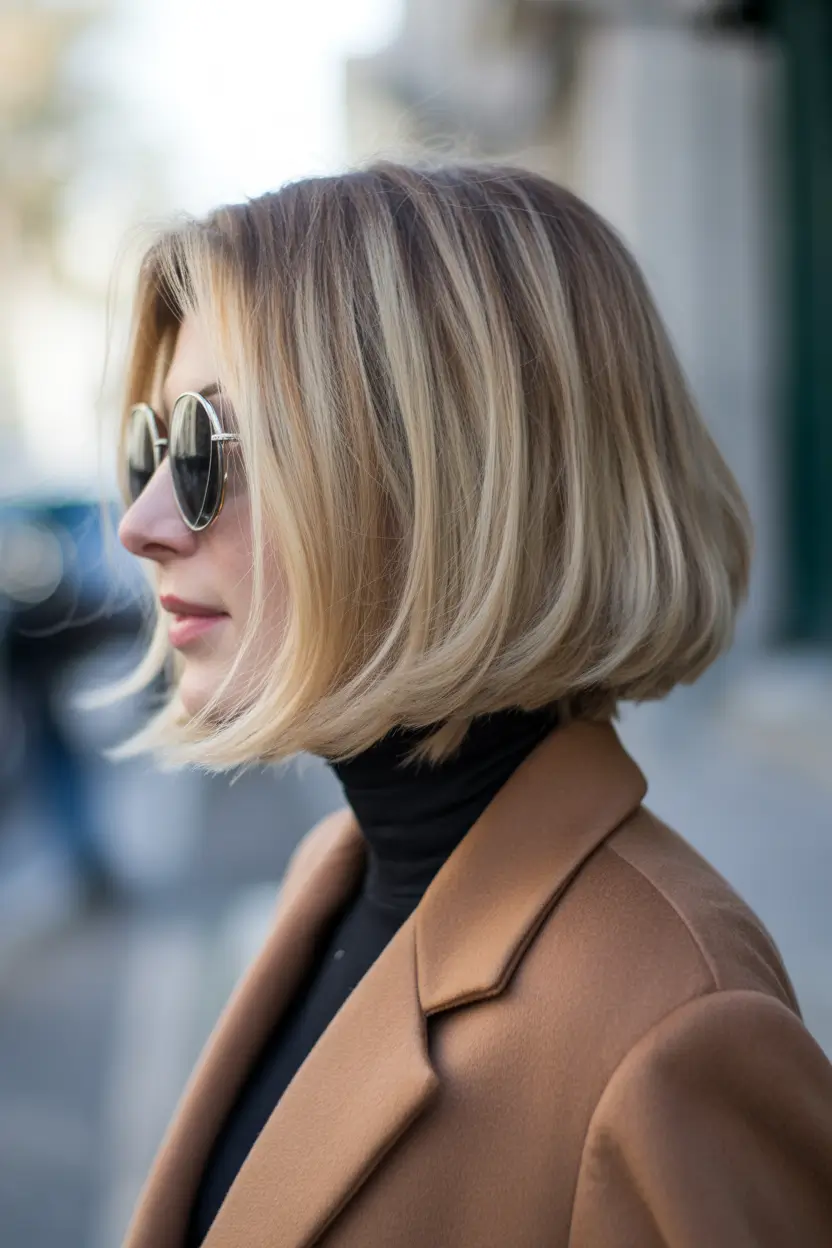 modern spring bob haircuts 2026 Sleek Urban Blonde Bob With Clean Structure