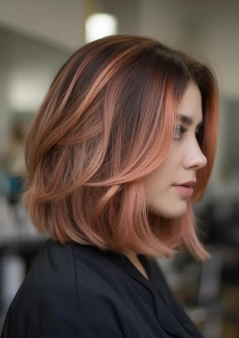 modern spring bob haircuts 2026 Warm Copper Layered Spring Bob With Soft Movement