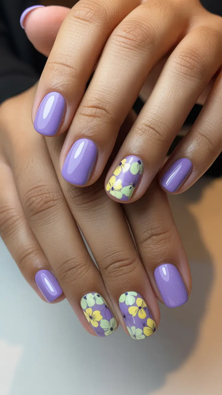 elegant spring nails for brown skin 2026 Lavender Meadow Glow