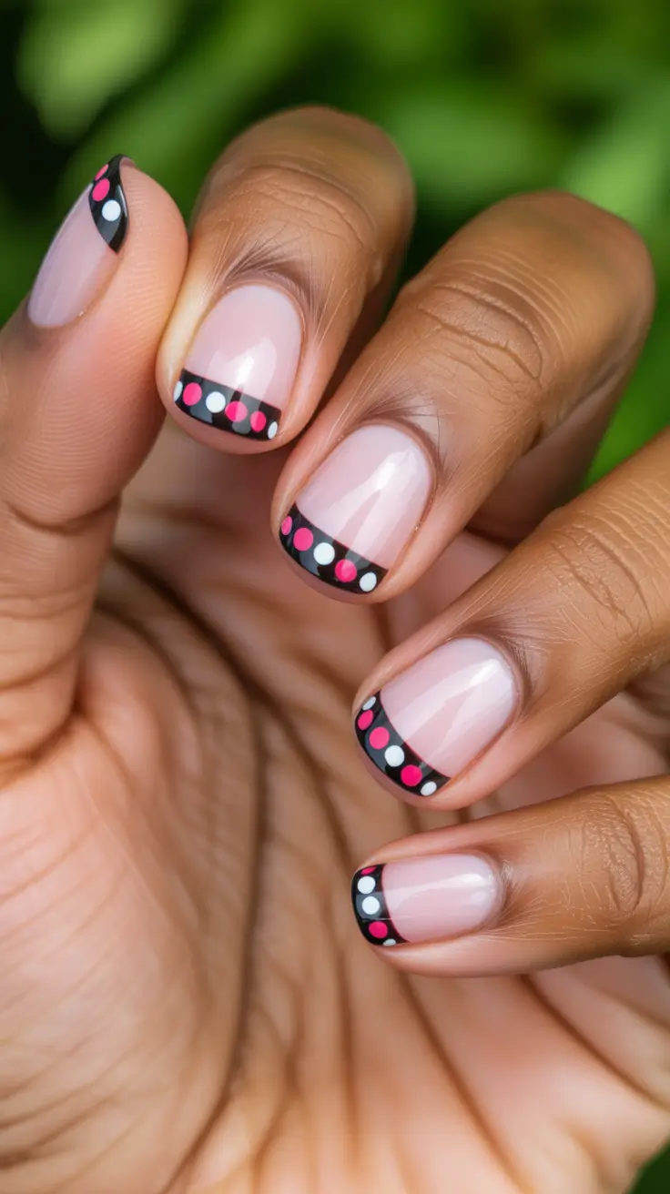 elegant spring nails for brown skin 2026 Playful Retro Dot Tips