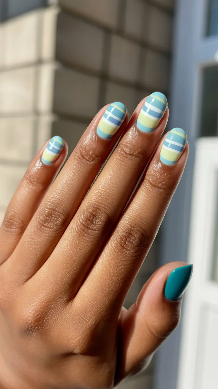 Elegant Spring Nails For Brown Skin 2026 Pastel Stripe Balancing