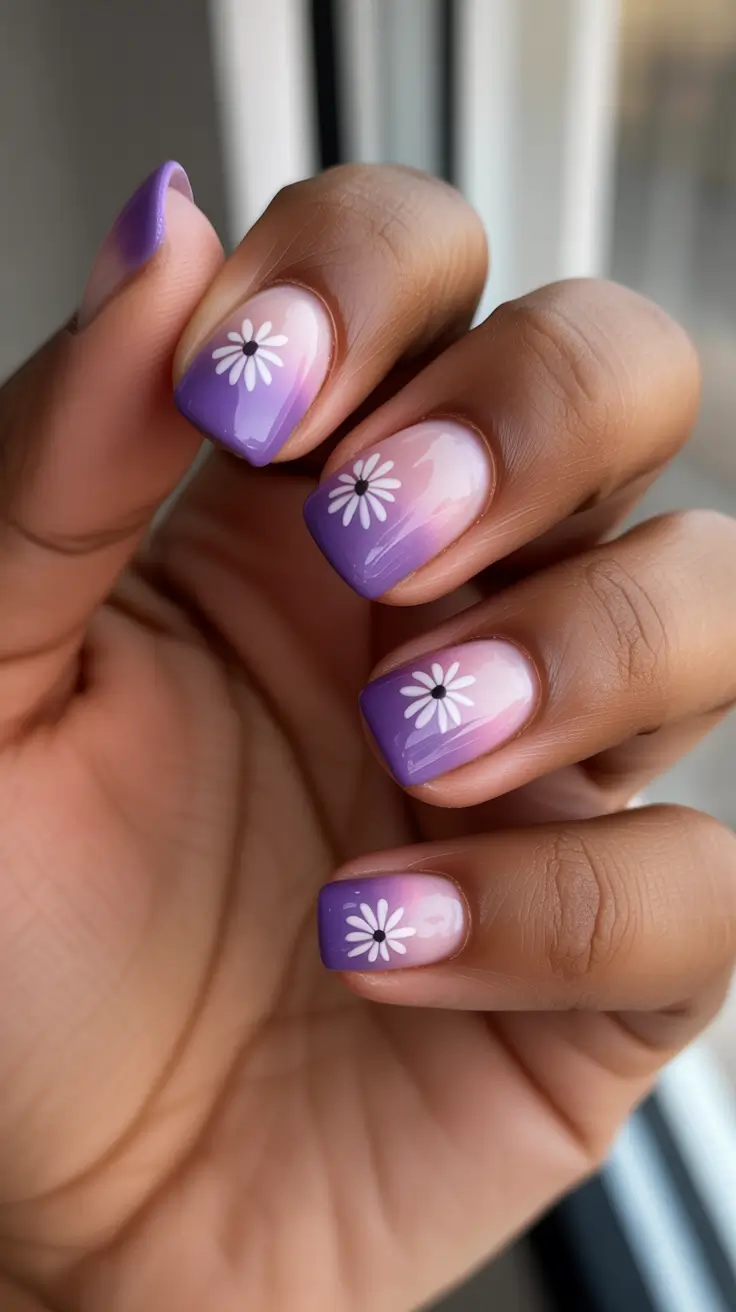 Elegant Spring Nails For Brown Skin 2026 Lavender Bloom Ombre