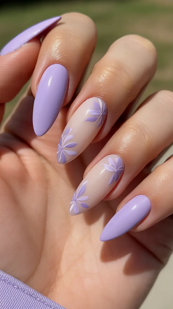 spring stiletto nails 2026 Minimal Lilac Petal Stiletto Nails With Clean Spring Aesthetic