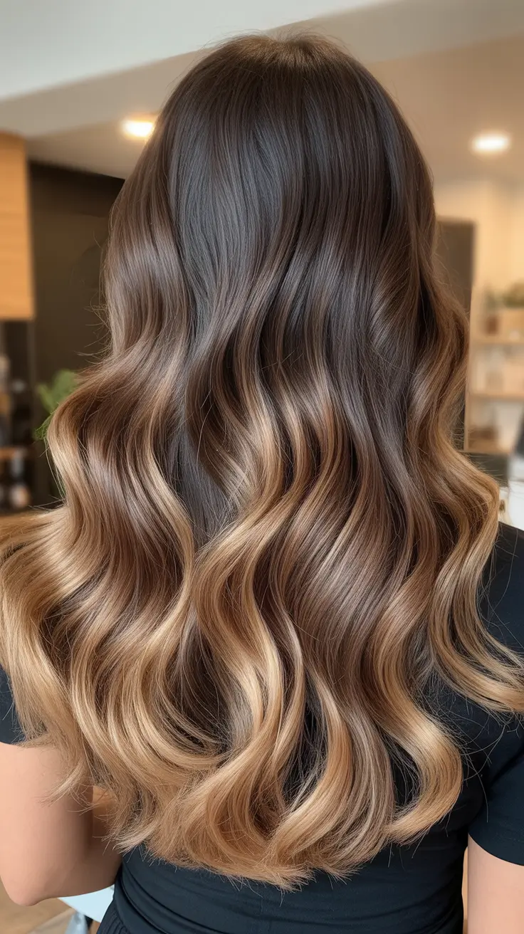 summer hair color ideas for brunettes 2026 Dimensional Beige Blonde Balayage On Long Brunette Base