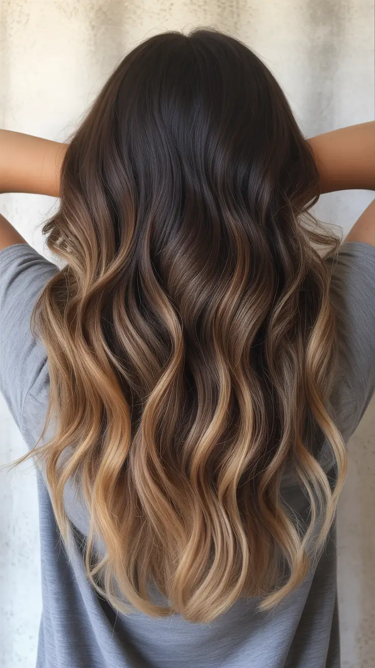 summer hair color ideas for brunettes 2026 Deep Brunette With Sunlit Caramel Ends