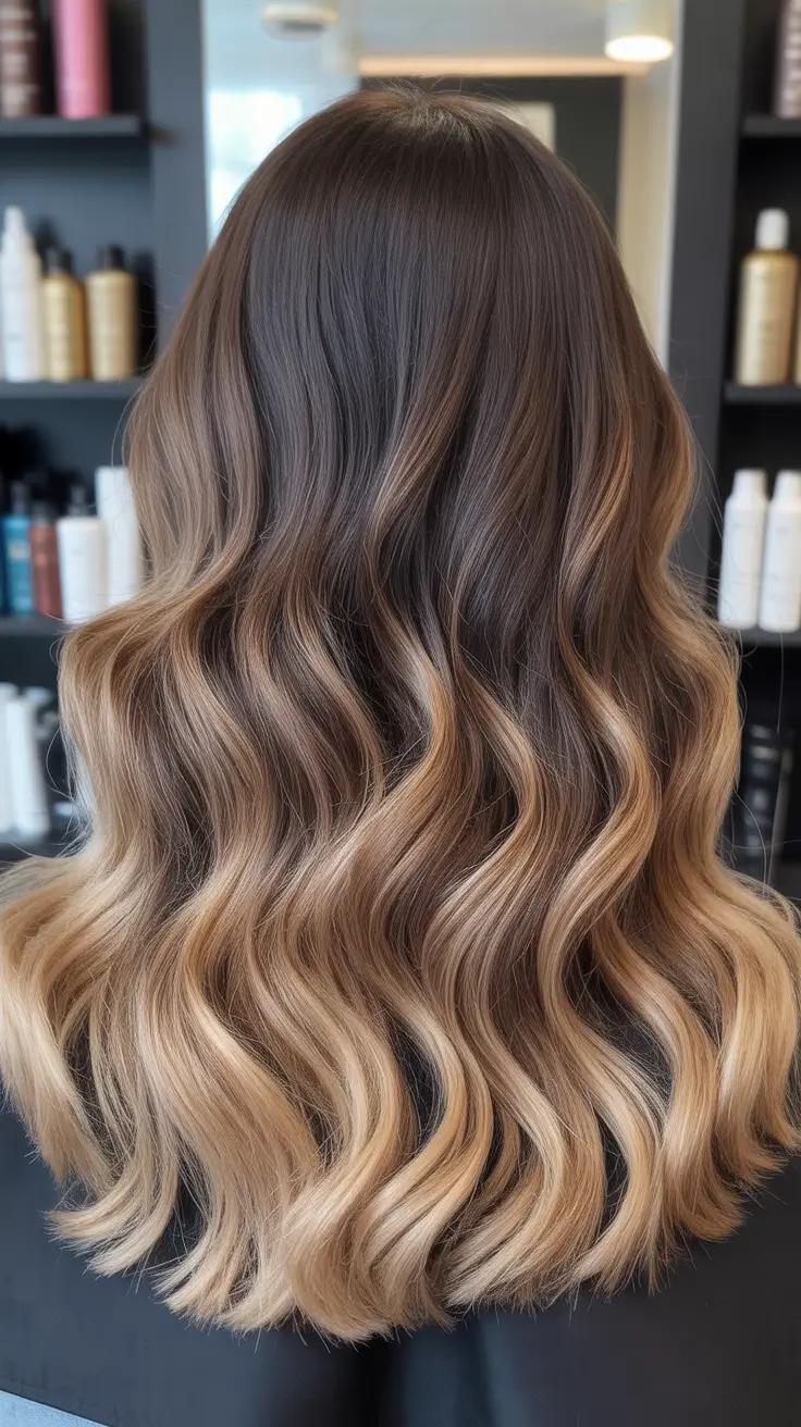 summer hair color ideas for brunettes 2026 Soft Beige Balayage On Flowing Waves
