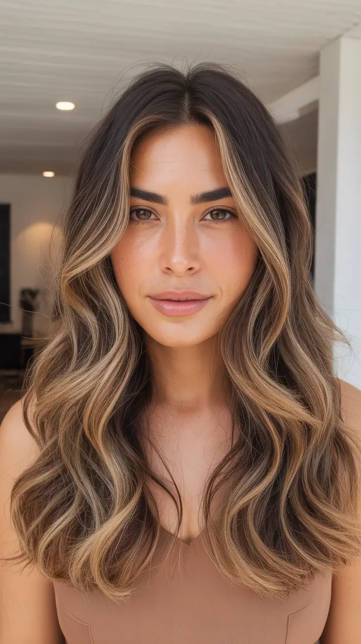 summer hair color ideas for brunettes 2026 Face Framing Blonde Balayage On Medium Length