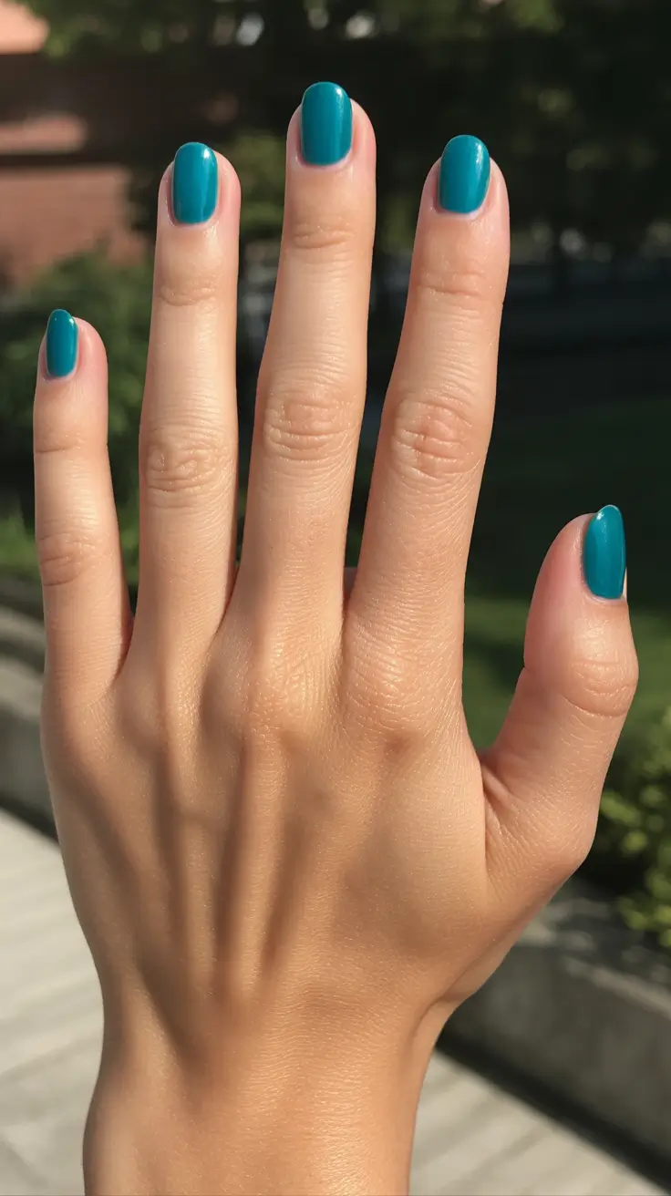 summer nail colors ideas 2026 Teal Minimalism That Feels Quietly Luxurious