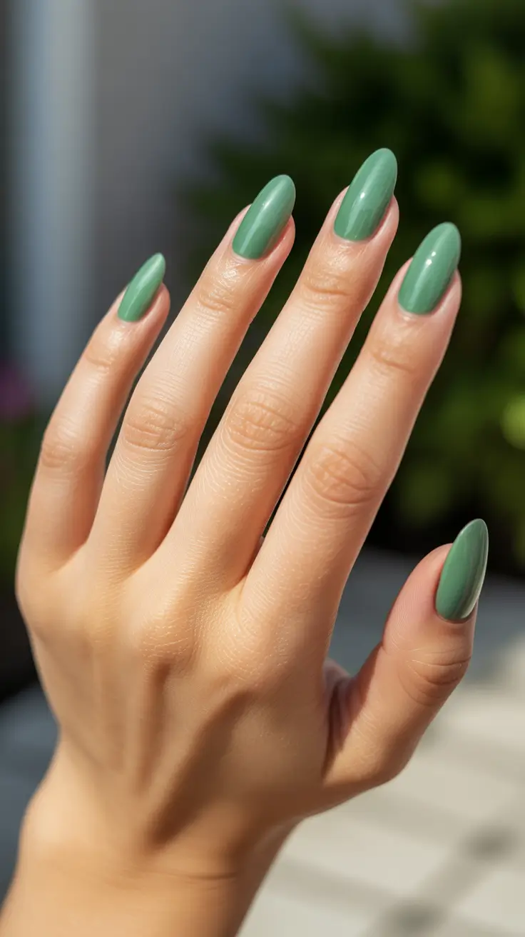 summer nail colors ideas 2026 Muted Green For That Unexpected Cool Girl Energy